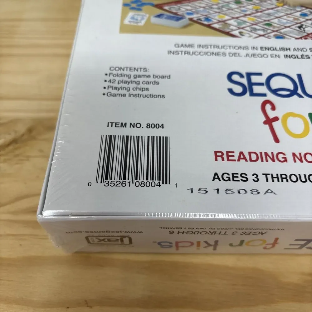Sequence for Kids Preschool Board Game New Family Strategy Game Ages 3-6 NEW VTG